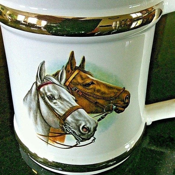 Prince William warranted 22 carat gold Beer Tankard Arabian Horses Coffee Mug T - Picture 2 of 16